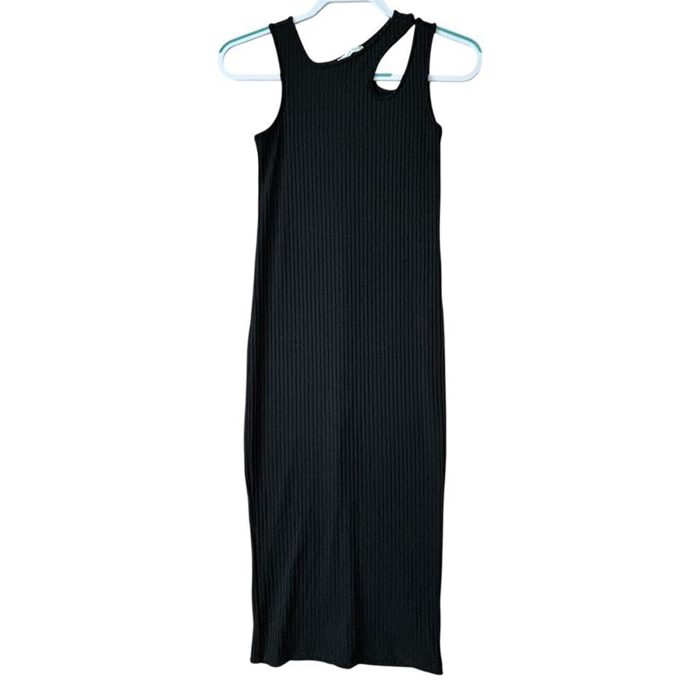 ZARA Black Midi Dress Sleeveless Cut Out Crewβ Neck Size S